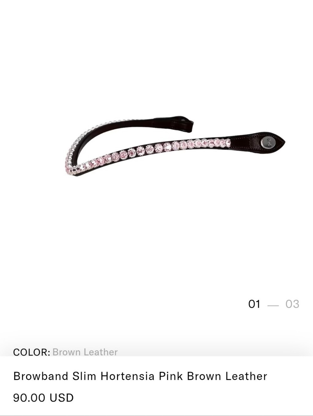 Pink Crystal Bling Browband- Full Size- Ps Of Sweden- Slim Hortensia PINK